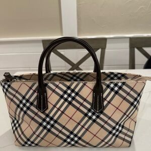 Burberry Blue Label Nova Check Satchel Bag Beige Plaid eat west Y2K style